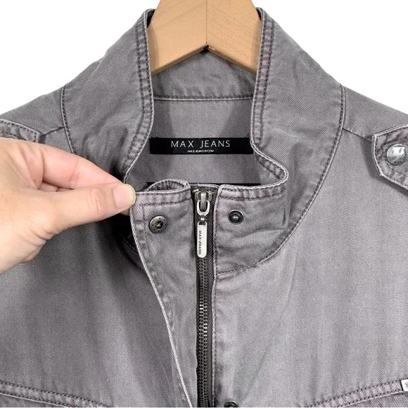 Max Jeans Gray Tencel Grunge Utility Jacket - Picture 3 of 7